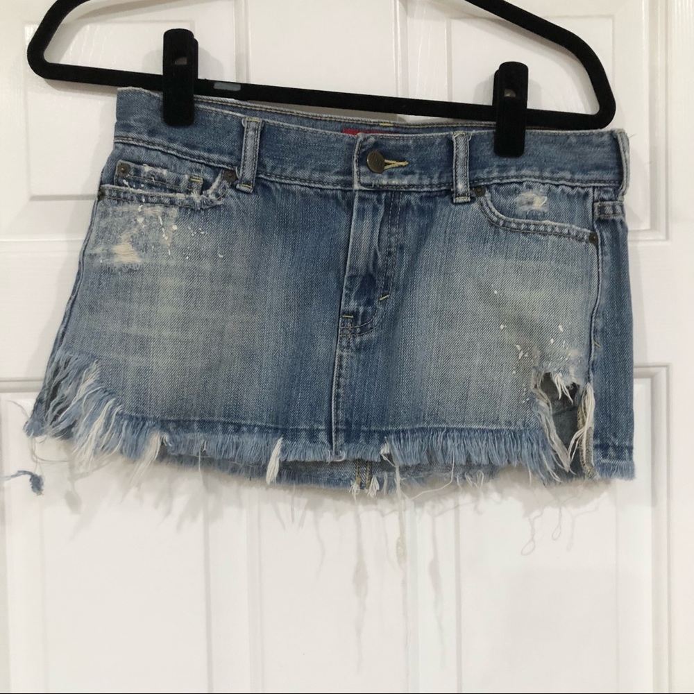 Vintage Y2K Hollister Micro Mini Distressed Denim Skirt